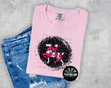 KIDS Preppy Hot Pink and Light Pink Raiders Mascot on Faux Black Glitter Circle Short Sleeve T-Shirt OTG Exclusive