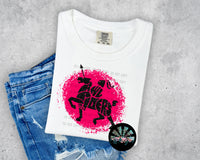 Hot Pink and Faux Black Glitter Raider Mascot Short Sleeve T-Shirt OTG Exclusive