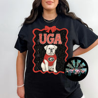 Faux Glitter with Coquette Bow "UGA" T-Shirt and Sweatshirt