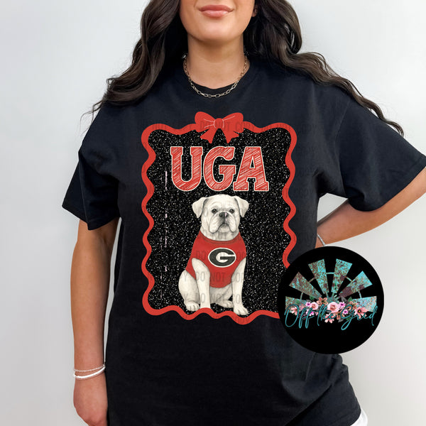Faux Glitter with Coquette Bow "UGA" T-Shirt and Sweatshirt