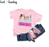 KIDS Custom Princess Friends with Faux Glitter T-Shirt