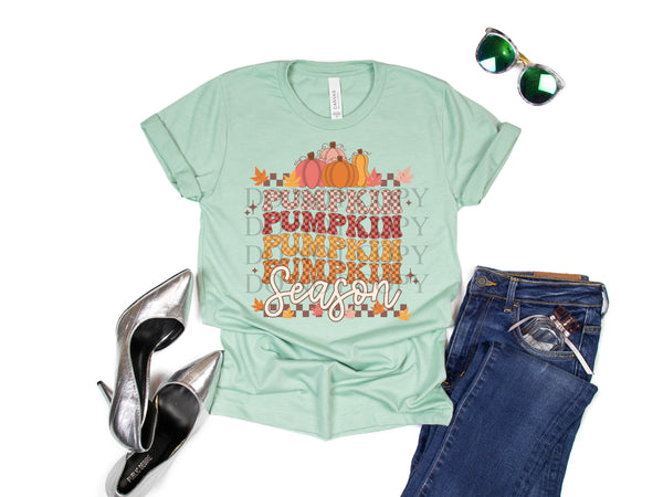 Checkered Pumpkin Season T-Shirt and Sweatshirt