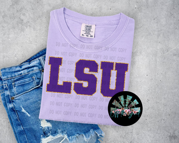 Faux Glitter LSU School Names PNG Digital Design
