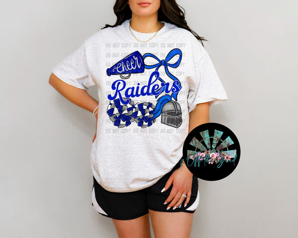 Raiders Cheer Collage Blue and Black PNG Digital Design