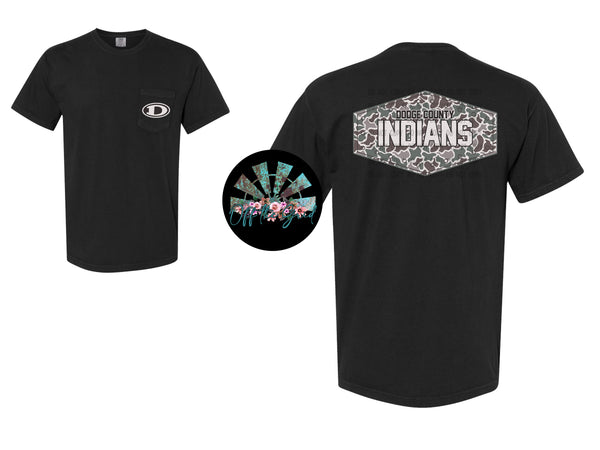 KIDS Retro Camo Dodge County Indians T-Shirt