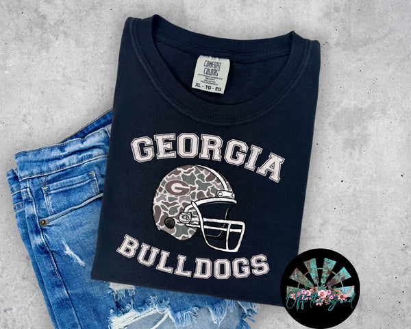 Retro Camo GA Bulldogs Helmet PNG Digital Design