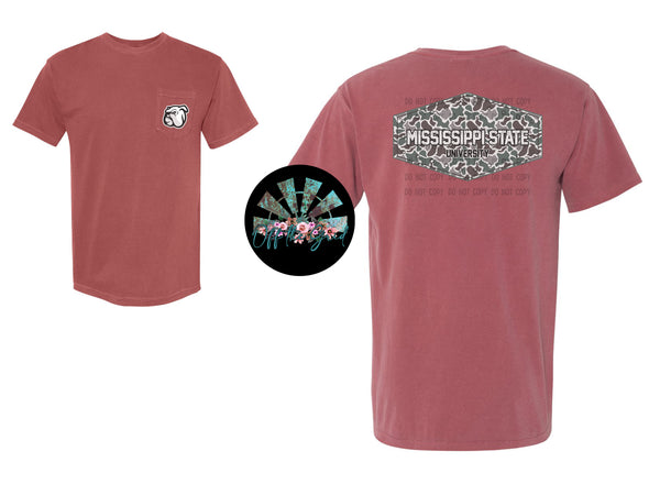 Retro Camo Mississippi State Bulldogs (Front and Back) PNG Digital Design