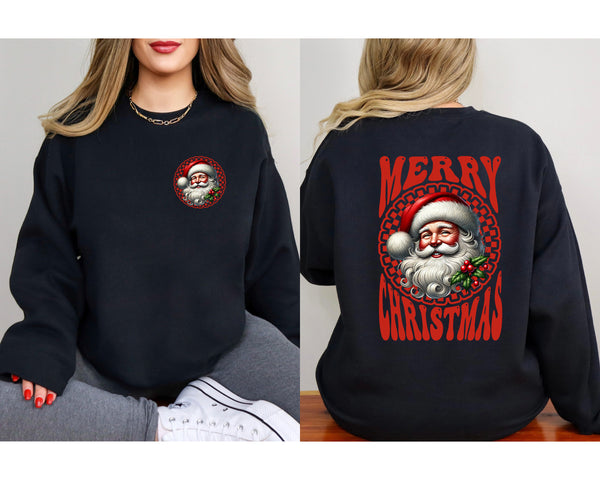 Retro Merry Christmas Santa T-Shirt and Sweatshirt