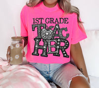 Rhinestone 1st Grade Teacher Short Sleeve T-Shirt