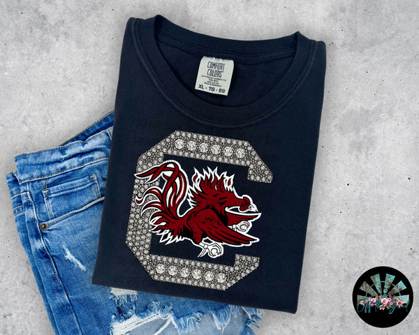 Rhinestone SC Gamecock Mascot PNG Digital Design