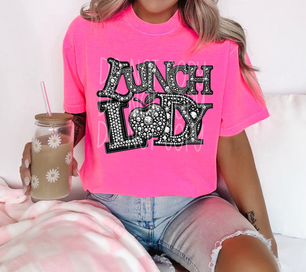 Rhinestone Lunch Lady Short Sleeve T-Shirt