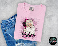 Pink Leopard Santa T-Shirt and Sweatshirt