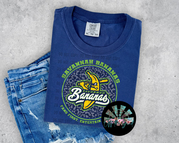 Leopard Circle Savannah Bananas (Green Letters) T-Shirt and Sweatshirt