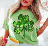 Faux Glitter Shamrock Adult T-Shirt