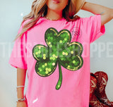 Faux Glitter Shamrock Adult T-Shirt