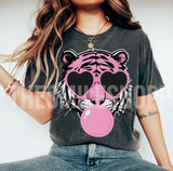 Bubble Gum Groovy Tiger Adult T-Shirt