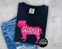 Faux Pink Glitter GA Bulldog PNG Digital Design