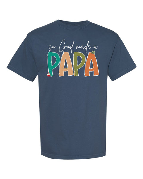 So God made a Papa Fishing Theme Short Sleeve T-Shirt