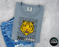 Stacked Checkered Missouri Tigers PNG Digital Download Sublimation Design
