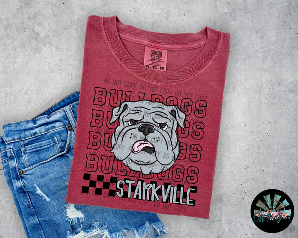 Stacked Checkered Mississippi Bulldogs PNG Digital Download Sublimation Design