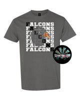 Stacked Falcons with Mascot (Black Falcon with Black Letters) PNG Digital Download