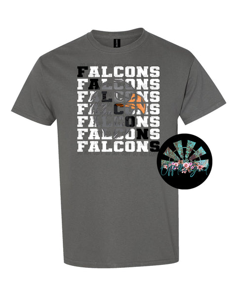 Stacked Falcons with Mascot (Black Falcon with Black Letters) PNG Digital Download