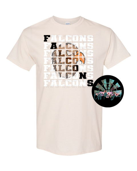Stacked Falcons with Mascot (Brown Falcon with Black Letters) PNG Digital Download