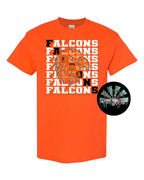 Stacked Falcons with Mascot (Orange Falcon with Black Letters) PNG Digital Download