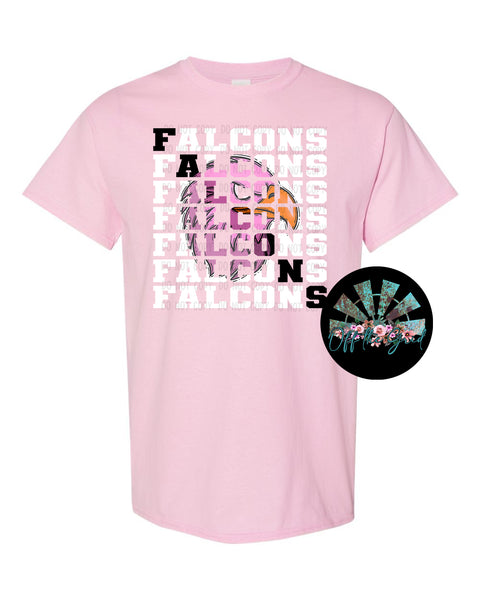 Stacked Falcons with Mascot (Pink Falcon with Black Letters) PNG Digital Download