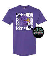 Stacked Falcons with Mascot (Purple Falcon with Black Letters) PNG Digital Download