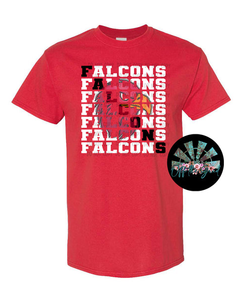 Stacked Falcons with Mascot (Red Falcon with Black Letters) PNG Digital Download