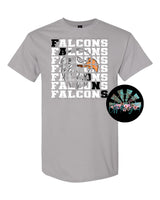 Stacked Falcons with Mascot (White and Grey Falcon with Black Letters) PNG Digital Download