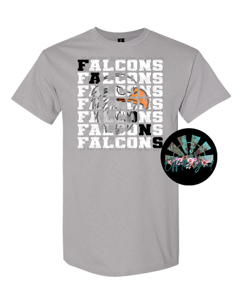 Stacked Falcons with Mascot (White and Grey Falcon with Black Letters) PNG Digital Download