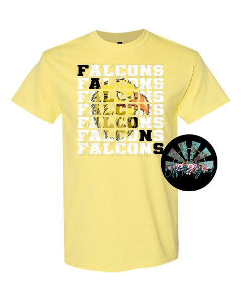 Stacked Falcons with Mascot (Yellow Falcon with Black Letters) PNG Digital Download