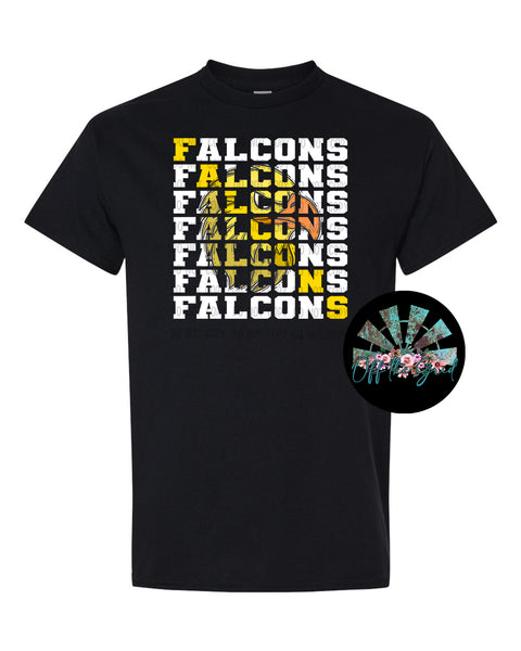 Stacked Falcons with Mascot (Yellow Falcon) PNG Digital Download