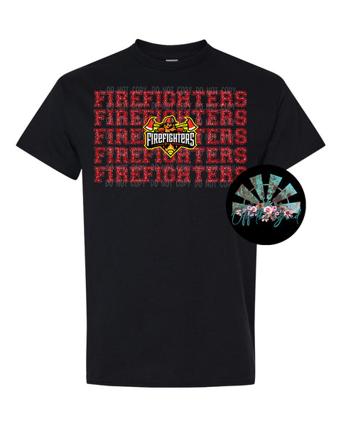 Faux Glitter Stacked Firefighters PNG Digital Design