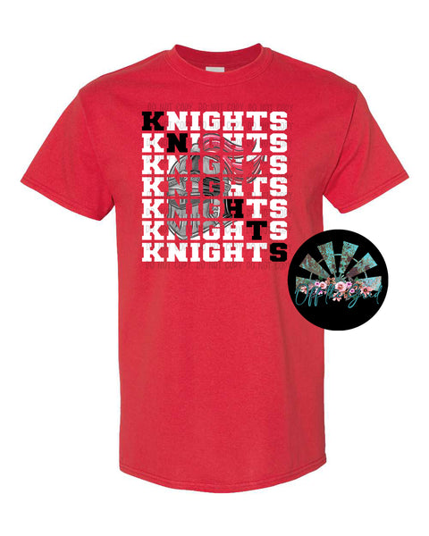 Stacked Knights with Mascot (Red) PNG Digital Download