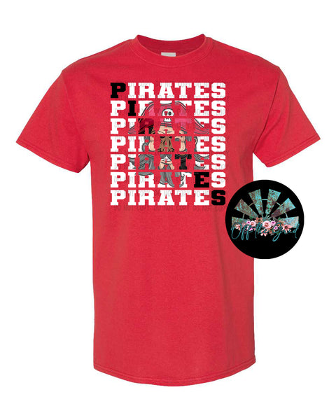Stacked Pirates with Mascot (Red) PNG Digital Download