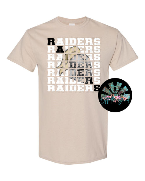 Stacked Raiders with Mascot (Gold Raider with B&W Letters) PNG Digital Download