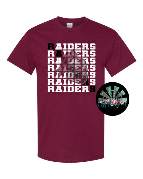 Stacked Raiders with Mascot (Maroon Raider with B&W Letters) PNG Digital Download