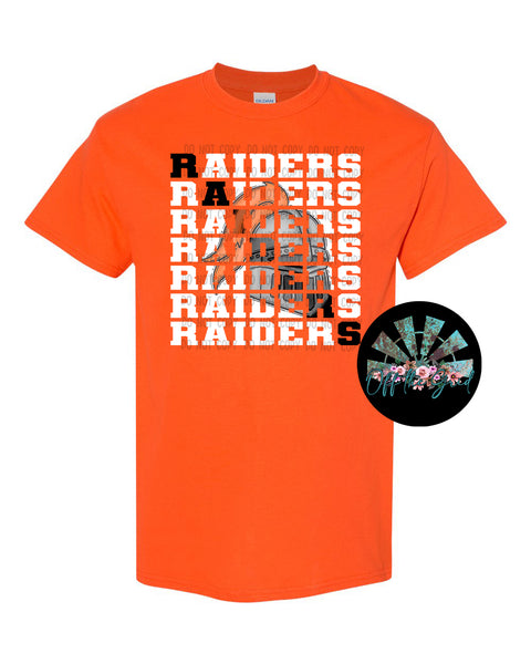 Stacked Raiders with Mascot (Orange Raider with B&W Letters) PNG Digital Download