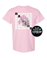 Stacked Raiders with Mascot (Pink Raider with B&W Letters) PNG Digital Download