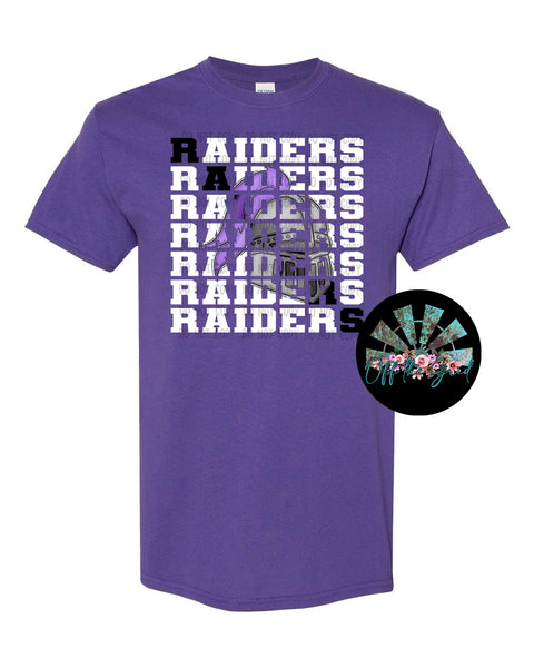 Stacked Raiders with Mascot (Purple Raider with B&W Letters) PNG Digital Download