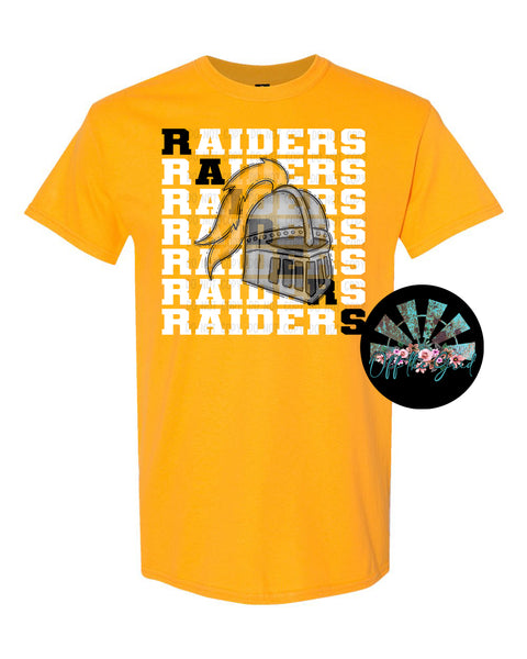 Stacked Raiders with Mascot (Yellow Gold Raider with B&W Letters) PNG Digital Download