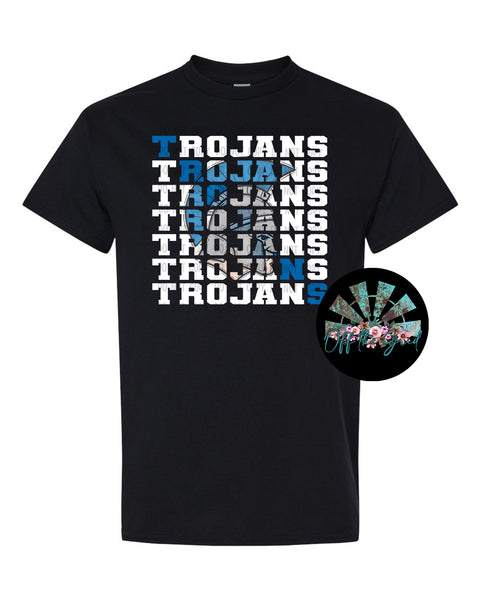 Stacked Trojans with Mascot (Trojan Blue) PNG Digital Download