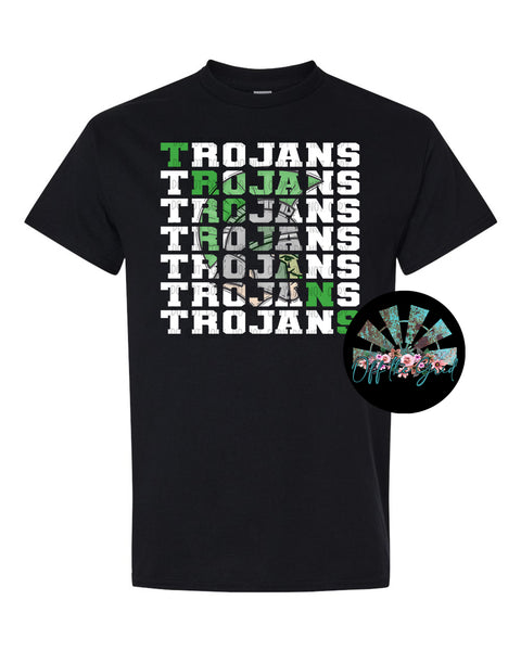 Stacked Trojans with Mascot (Trojan Green) PNG Digital Download