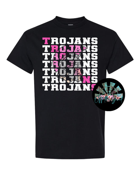 Stacked Trojans with Mascot (Trojan Pink) PNG Digital Download