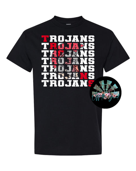 Stacked Trojans with Mascot (Trojan Red) PNG Digital Download