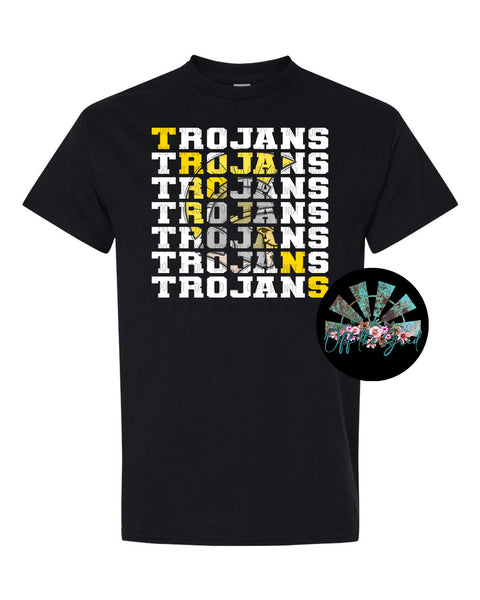 Stacked Trojans with Mascot (Trojan Yellow) PNG Digital Download