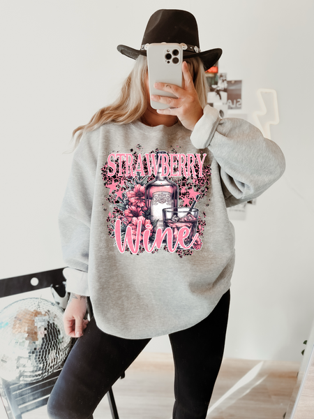 Strawberry Wine Floral Background T-Shirt and Sweatshirt